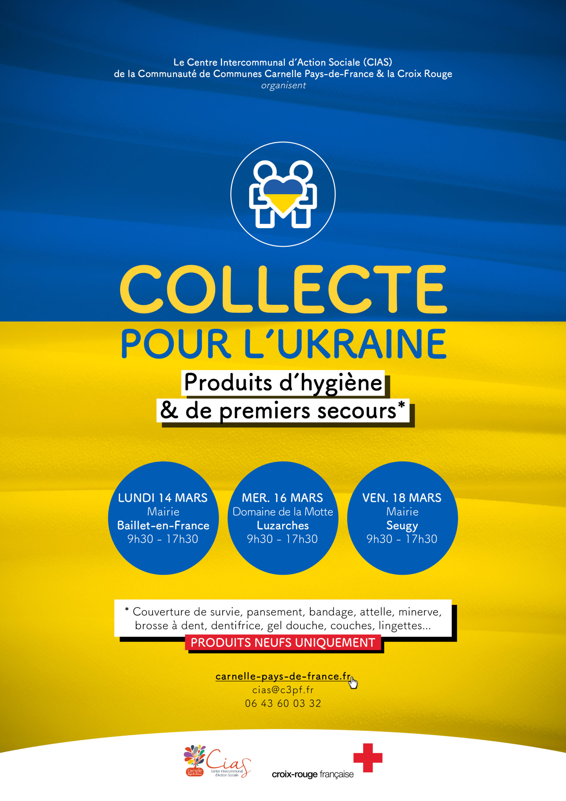 Solidarité Ukraine Collecte pour lUkraine du CIAS à Baillet en France Carnelle Pays de France