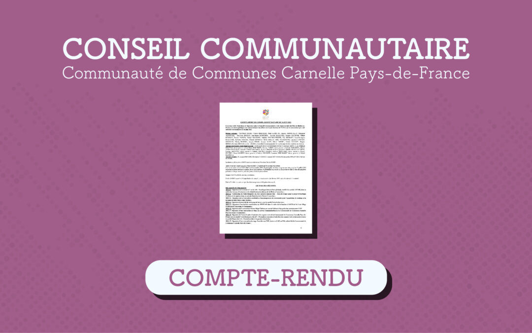 Relevé de décisions du conseil communautaire du 3 décembre 2025